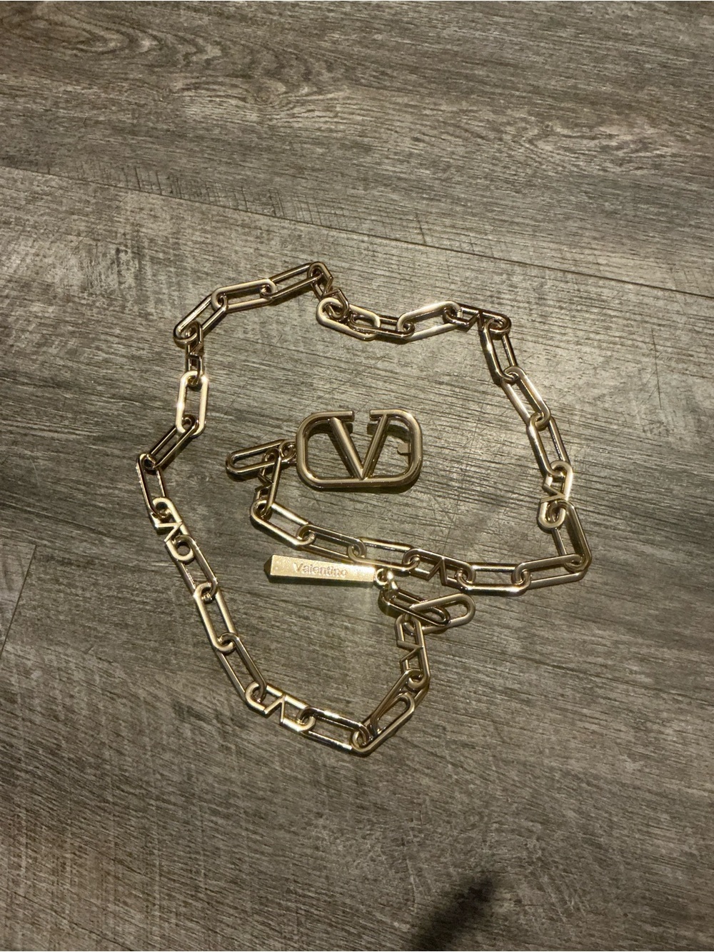Valentino Gold-Tone Chain Belt with V Logo
